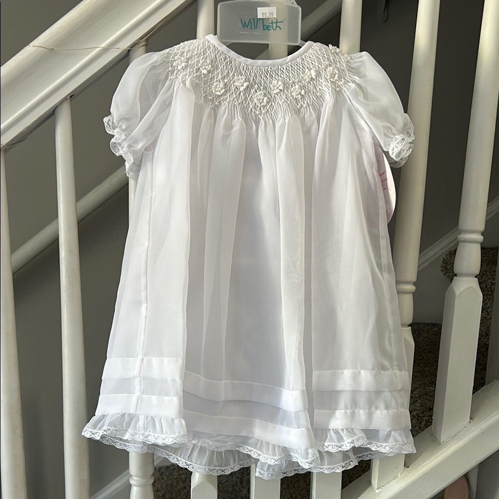 White Smocked Baby Dress